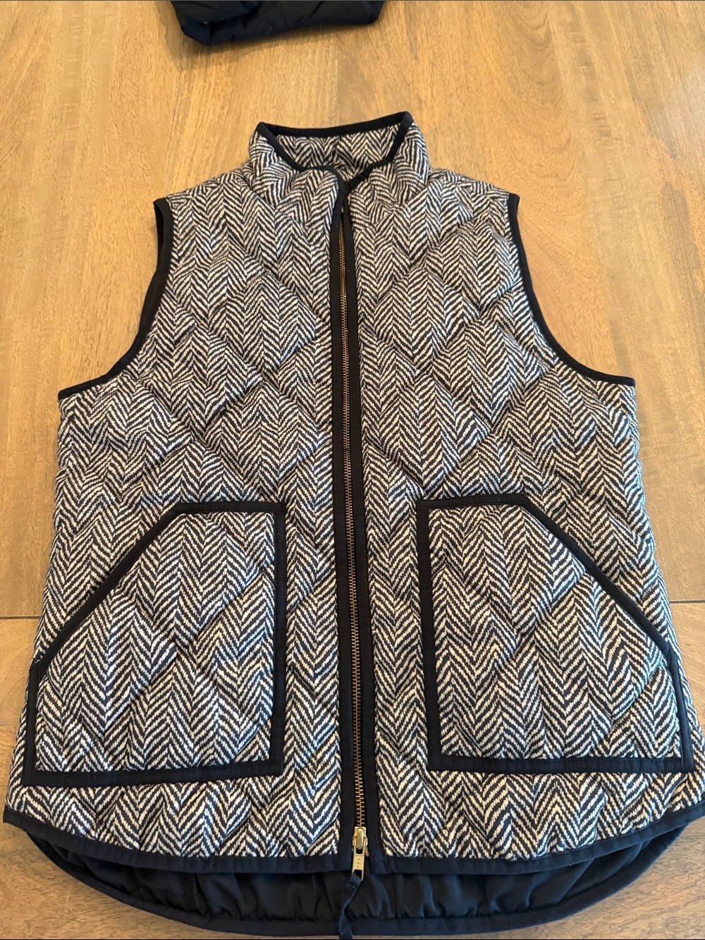 J. Crew Quilted Herringbone Vest in Black & White
